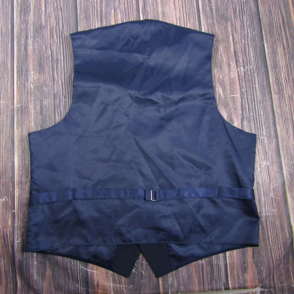 Suit Vest Mens Size XL Navy Blue Pinstripe Formal Waistcoat Wedding 3 Piece
